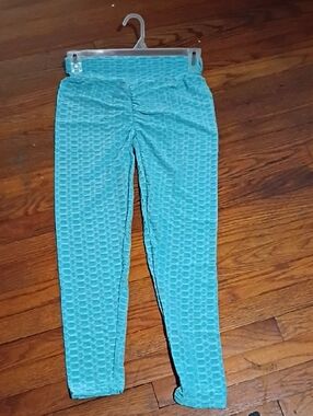 Women's Textured Teal Leggings